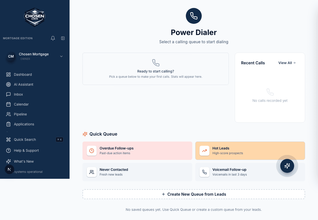 ChosenCRM power dialer with local presence and call controls